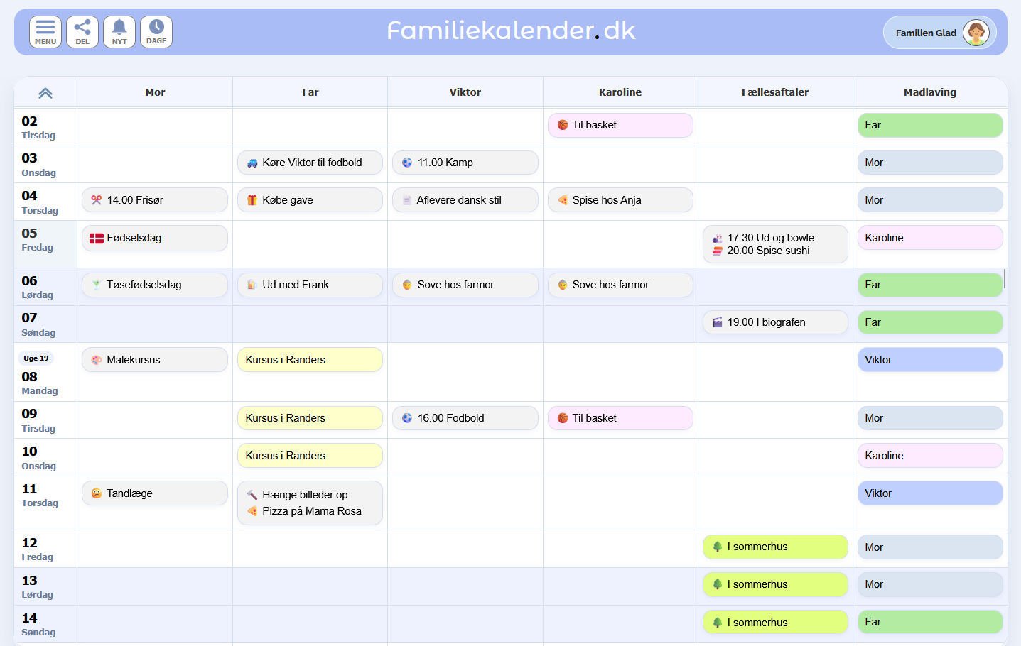 Calendar example